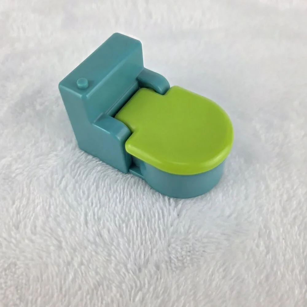 Vintage Fisher Price Little People Bathroom Set Blue Tub Sink Toilet Scale 4 Pc